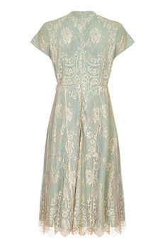 Platinum Lace Tea Dress With Duck Egg Lining, 3 of 3