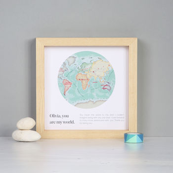 You Are My World Map Heart Valentine's Framed Print, 6 of 7