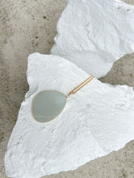 Amazonite Disc Necklace Real 18k Gold Plated, 3 of 7