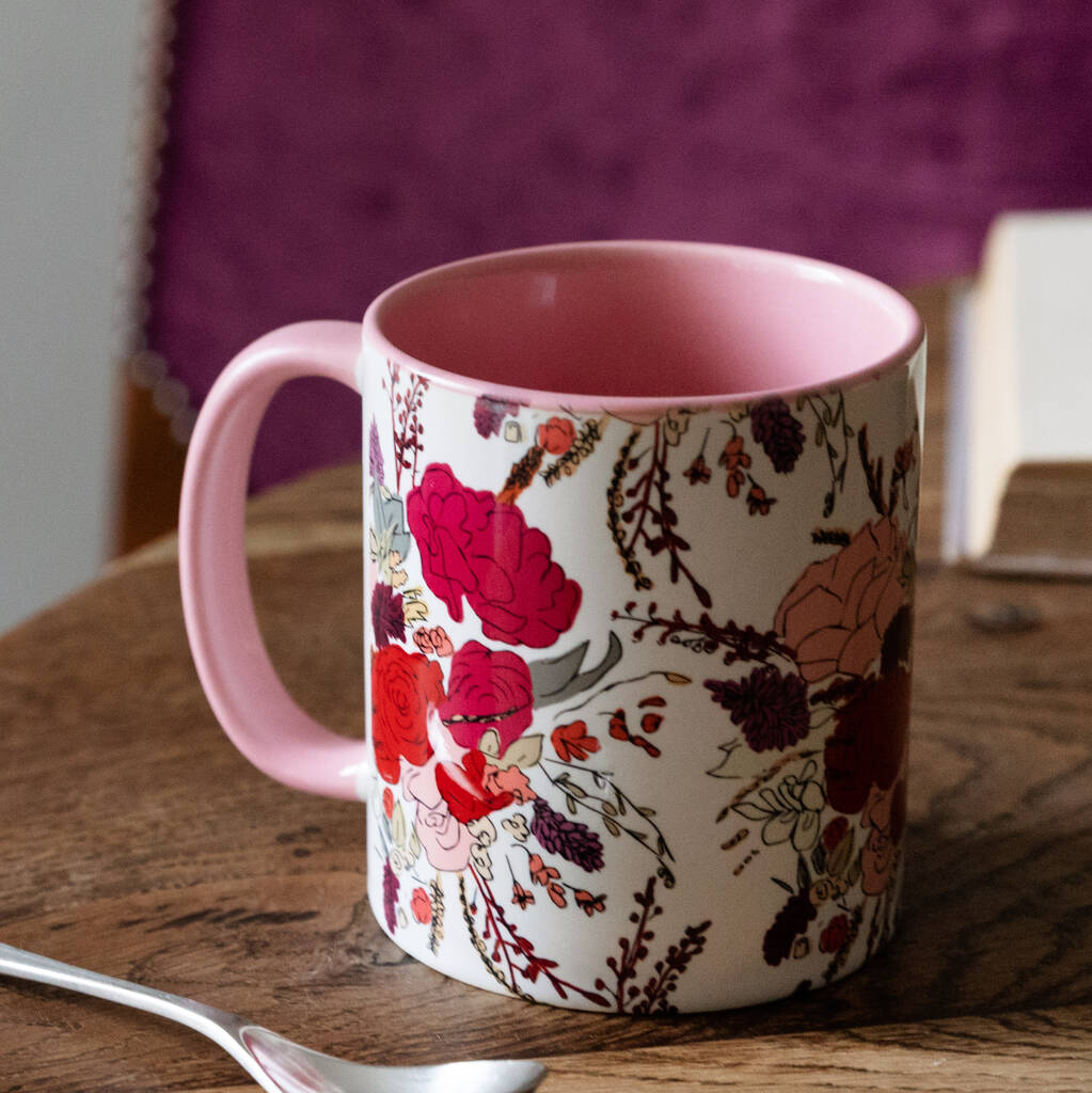 Floral Tea Towel And Matching Mug Set By Strive Creatives