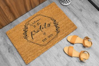 Personalised Coir Doormat With Wreath Design, 7 of 8
