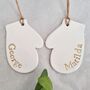 Handstamped, Personalised Mitten Decoration, thumbnail 1 of 4