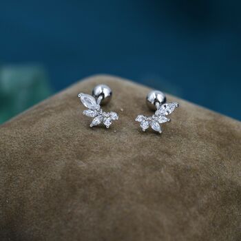 Marquise Cluster Cz Screwback Earrings, 5 of 12