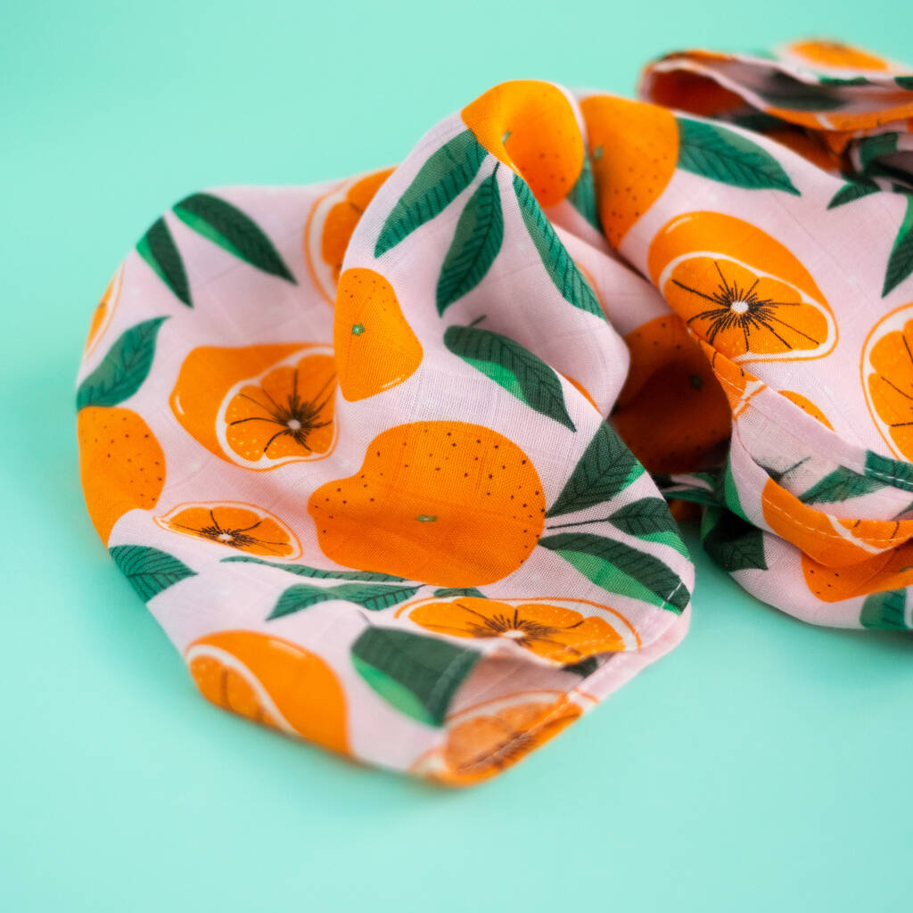 Clementine Bamboo Muslin Swaddle Baby Blanket By neon studio