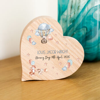 Personalised Oak Heart With Woodland Animals For Christening Baptism Gift, 3 of 4
