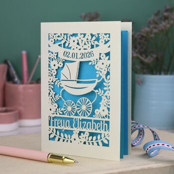 Papercut Vintage Pram Baby Card, 6 of 8