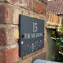 Personalised Wild Flowers Slate House Number Sign, thumbnail 2 of 3