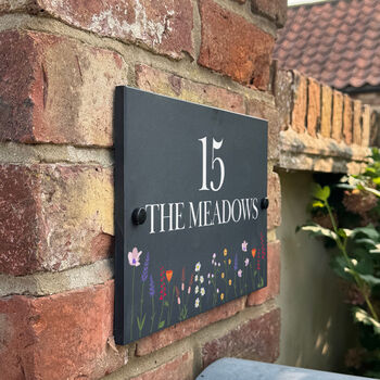 Personalised Wild Flowers Slate House Number Sign, 2 of 3