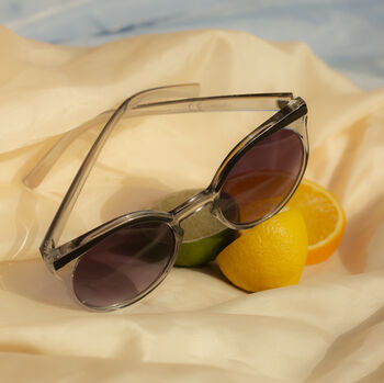 Transparent Grey Cat Eye Sunglasses With Brow Line, 2 of 4