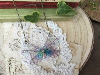 Purple Rainbow Faerie Wing Necklace, 2 of 2