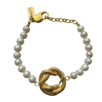Snake Pearl Bracelet Gold Plated, 3 of 4