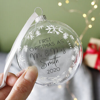 First Christmas As Mr And Mrs Snowflake Bauble, 3 of 11