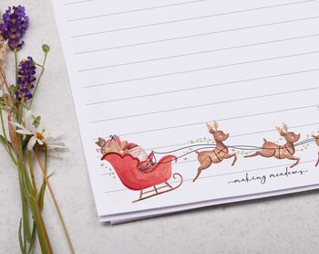 A5 Personalised Christmas Letter Writing Paper Santa Sleigh Design, 2 of 5