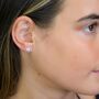 Sterling Silver Lucky Clover Stud Earrings, thumbnail 2 of 5