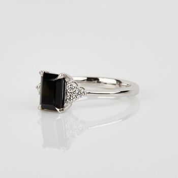 Black Spinel And Diamond Platinum Engagement Ring, 2 of 5