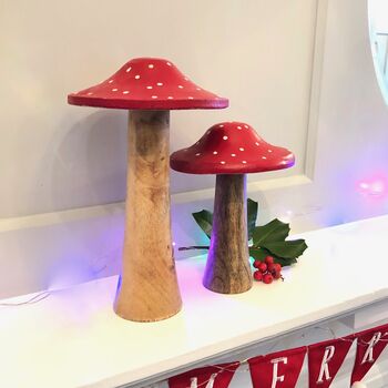 Christmas Wooden Toadstool Pair, 6 of 7