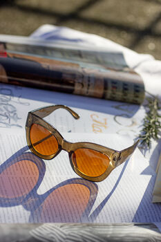 Brown Thick Framed Chunky Cat Eye Sunglasses, 6 of 7