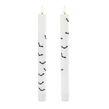 Set Of Two Tru Glow LED Taper Candles With Bat Decal, 6 of 6