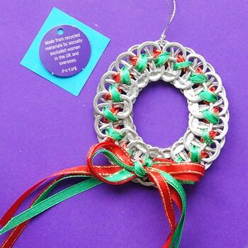 Christmas Wreath Decoration Made With Ring Pulls, 7 of 11