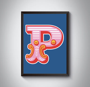 P Letter Bold Carnival Initial Art Print Circus Print, 4 of 4