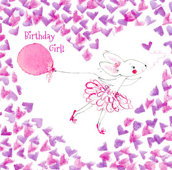 Girl's Happy Birthday Blank Card, 3 of 6