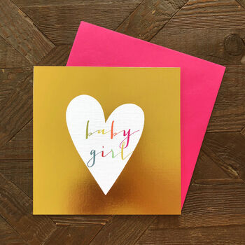 Gold Foiled New Baby Girl Card, 2 of 4