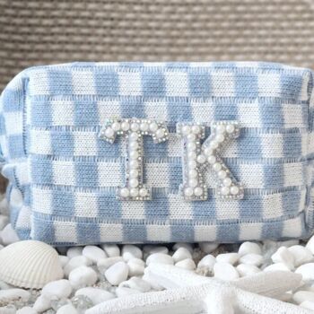 Personalised Pearl Monogram Cosmetic Case Toiletry Bag, 6 of 7