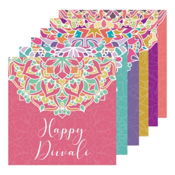 Diwali Bright Mandala Greeting Cards Six Pack, 2 of 8