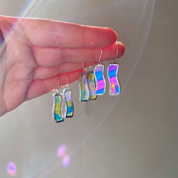Squiggle Iridescent Glass Earrings, 3 of 3