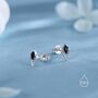 Sterling Silver Art Deco Inspired Tiny Rhombus Black Cz Stud Earrings, thumbnail 6 of 12