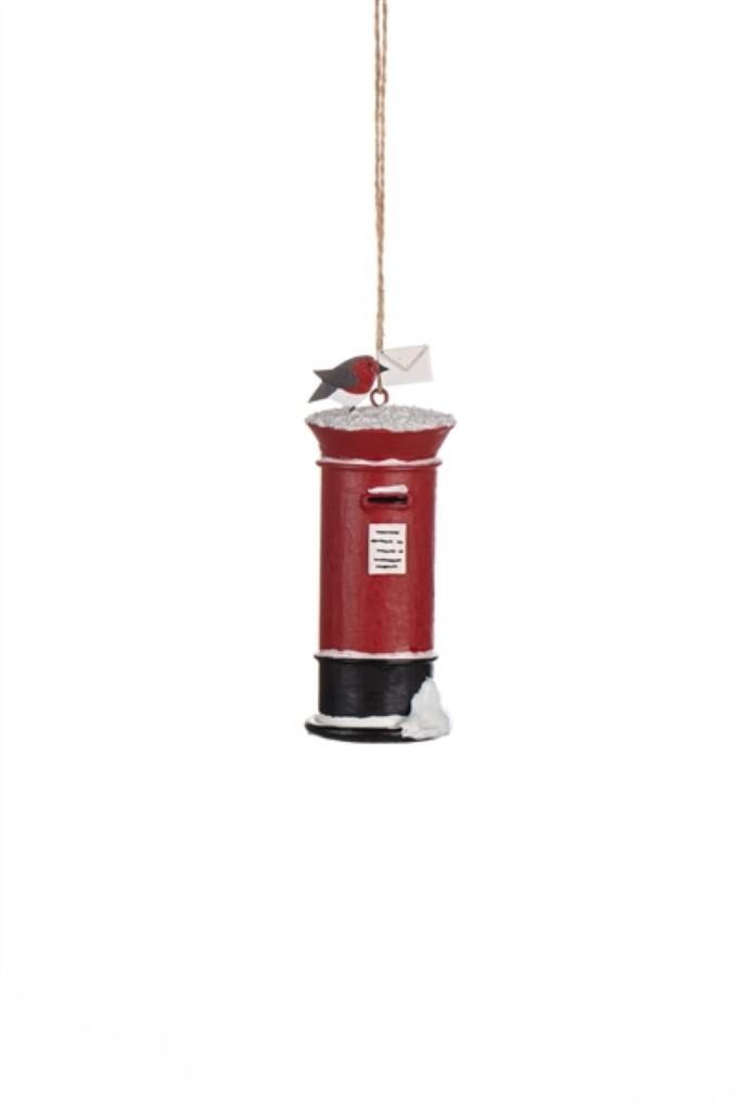Christmas Small Post Box Robin Hanging Decoration, 1 of 1