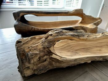 Huge Heavy 70–80cm Teak Wood Trug Bowl 6kg Fruit And Flower Holder, 12 of 12