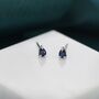 Extra Tiny Sapphire Blue Droplet Cz Stud Earrings, thumbnail 2 of 10