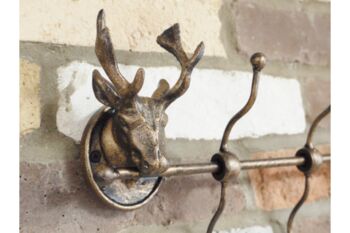 Heavy Iron Stag Coat Hook Rack – Distressed Gold, 3 of 5