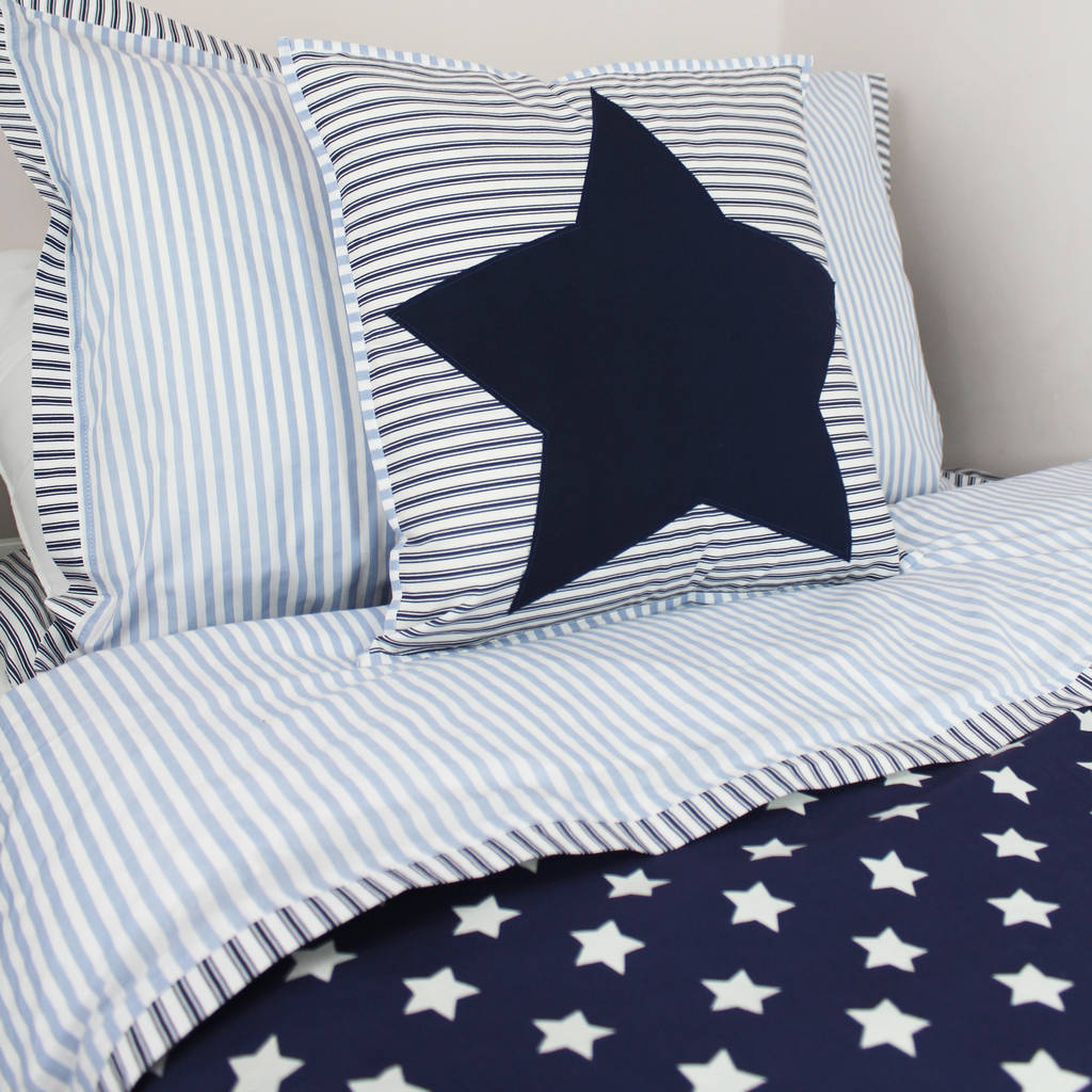 Blue Single Bed Duvet Cover And Pillow Case By Lime Tree London