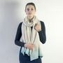 Knitted Shawl/Scarf In Linen/Seafoam, thumbnail 4 of 6