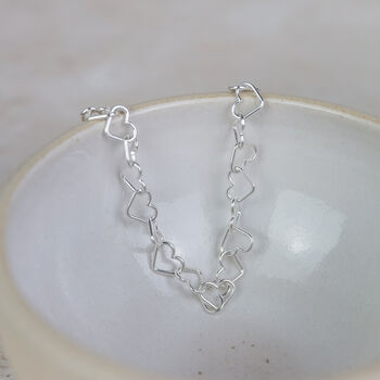 Sterling Silver Geo Heart Chain Bracelet, 3 of 6