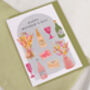 Mother's Day Card For Mum With Flowers And Wine Design, thumbnail 2 of 3