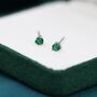 Emerald Green Cz Crystal Stud Earrings, thumbnail 5 of 12