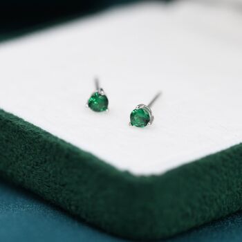 Emerald Green Cz Crystal Stud Earrings, 5 of 12