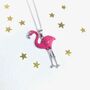 Sterling Silver Pink Flamingo Enamel Necklace, thumbnail 2 of 7