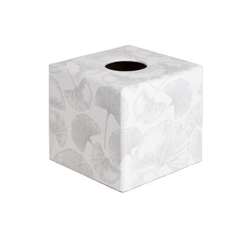 Wooden White Ginko Tissue Box Cover, 3 of 4