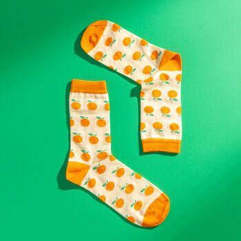 Orange Pattern Egyptian Cotton Men's Socks, 2 of 5