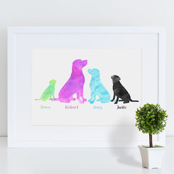 Labrador Dog Family Watercolour Personalised Print, 4 of 8