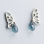 Sterling Silver Blue Crystal Butterfly Wing Stud Earrings, thumbnail 2 of 7