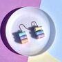 Book Stack Polymer Clay Rainbow Dangle Earrings, thumbnail 2 of 5