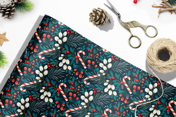 Premium Christmas Wrapping Paper Botanical Candy Cane, 4 of 4