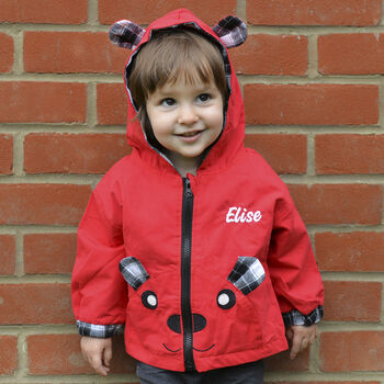 Personalised Bear Plaid Baby Coat, 3 of 8