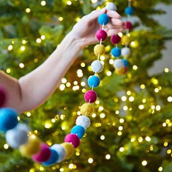 Handmade Multicoloured Felt Ball Garland, 3 of 12