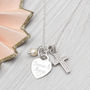 Personalised Sterling Silver Heart And Cross Necklace, thumbnail 1 of 5